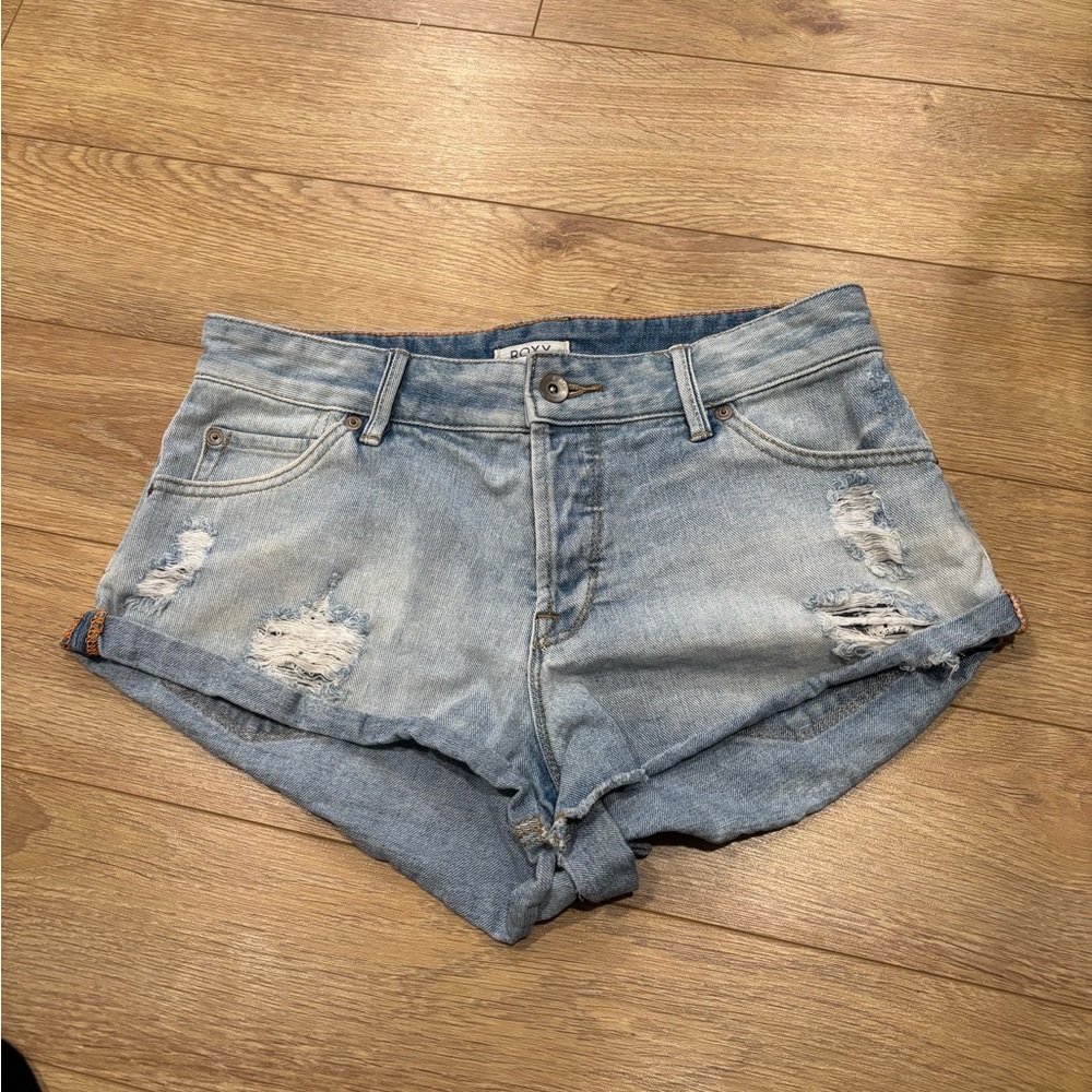 Roxy Light Blue Distressed Jean Shorts